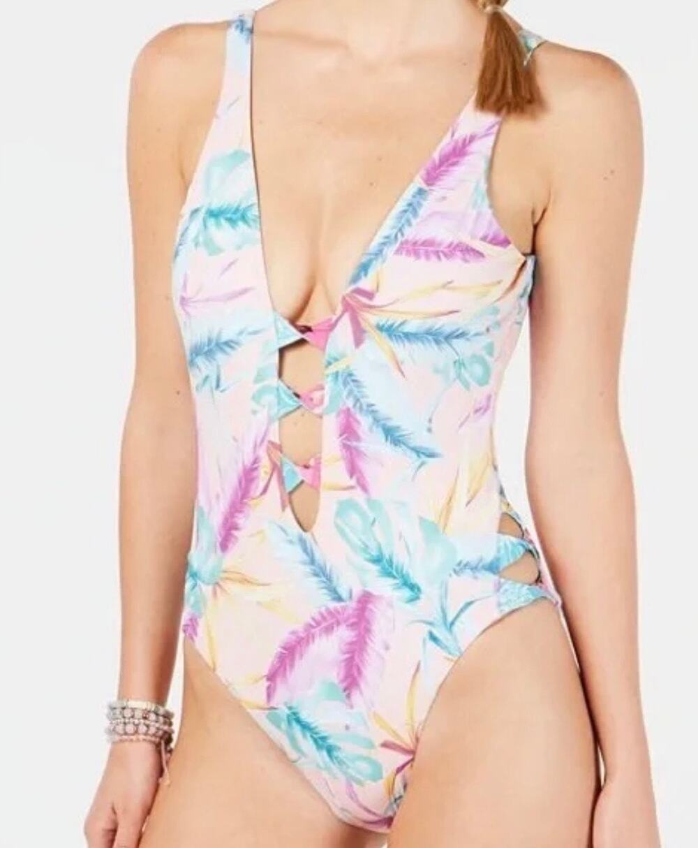 Bar III Copacabana Twist Front One Piece Swim M NWT